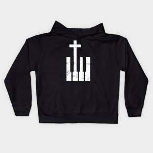 Christian Cross And Piano Keys Kids Hoodie